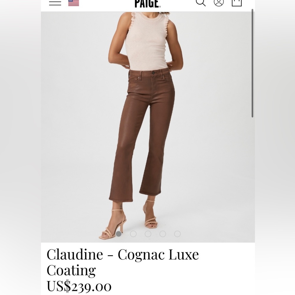 Paige leather Claudine stretchy pants, ankle, size 27